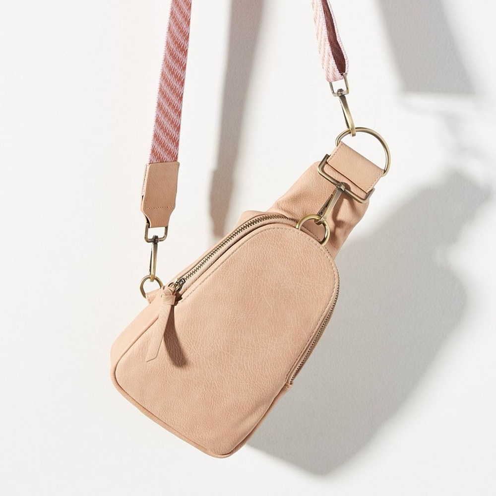Urban Originals / Anthropologie Liberty Sling Bag in Taupe/Pink